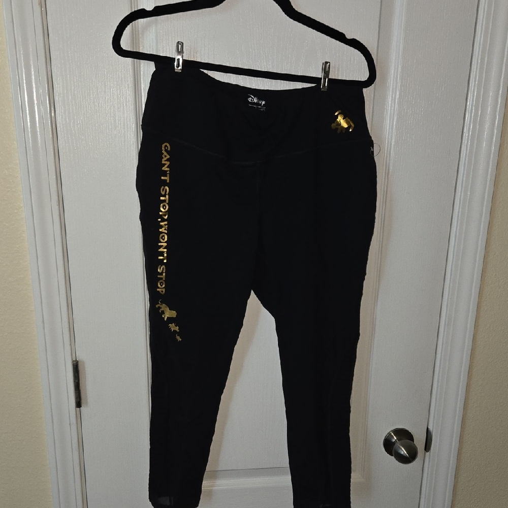 Disney Black Leggings with Gold Accent Graphics